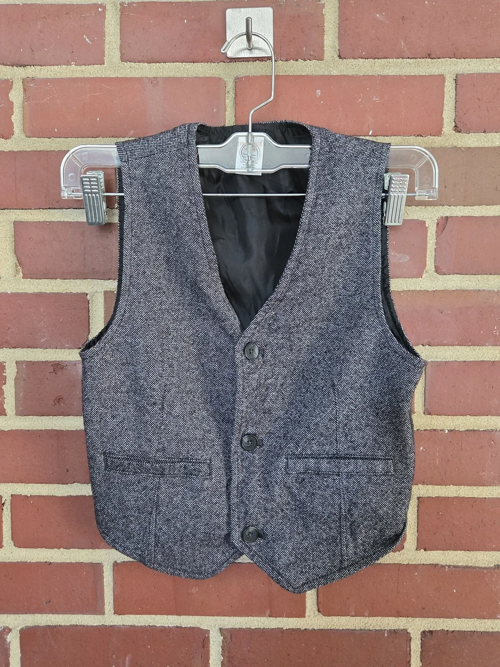 Gymboree Boys Gray Tweed Dress Vest Size Medium 7-8 Formal Wedding Holiday